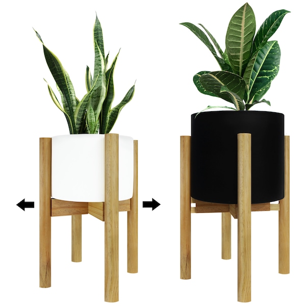 Blue Donuts Indoor Plant Stand, Adjustable Plant Stand 8 In to 12 In, Wood, Small BD3927343 - main
